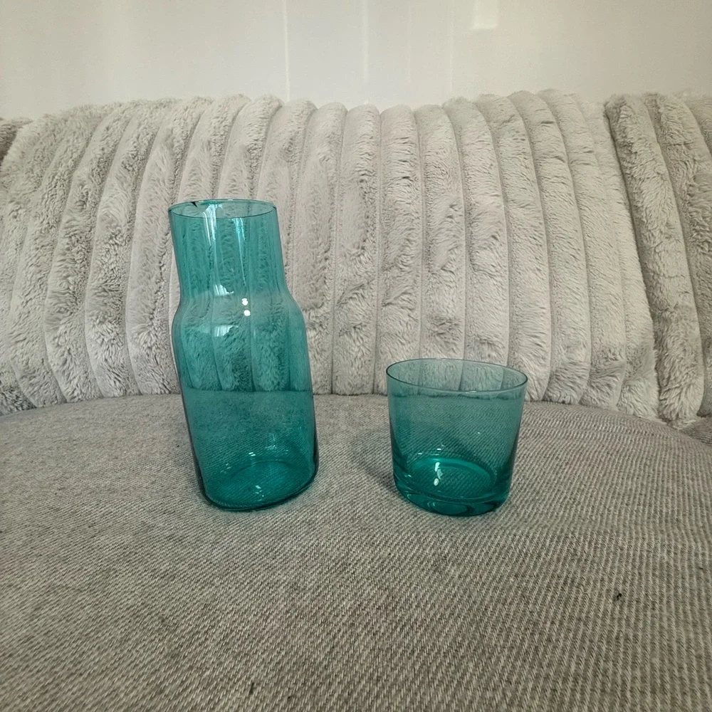 Jonathan Adler Aqua Carafe and Glass Set